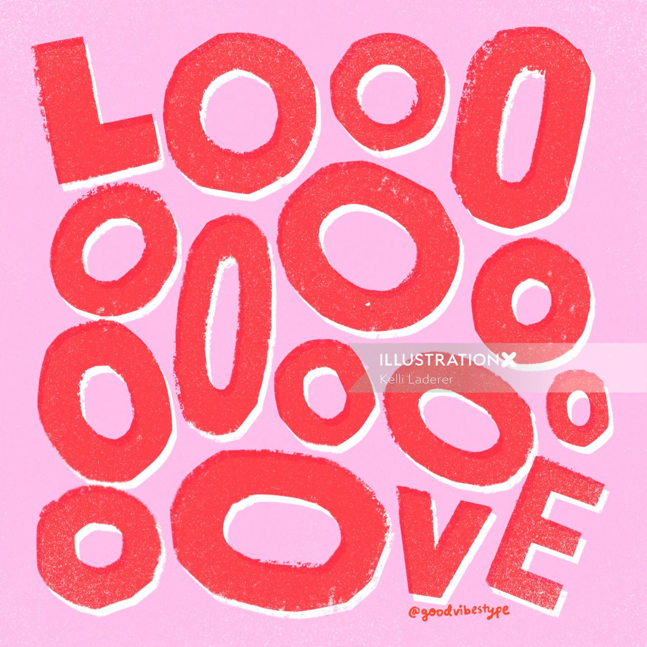 Ilustración de letras de amor