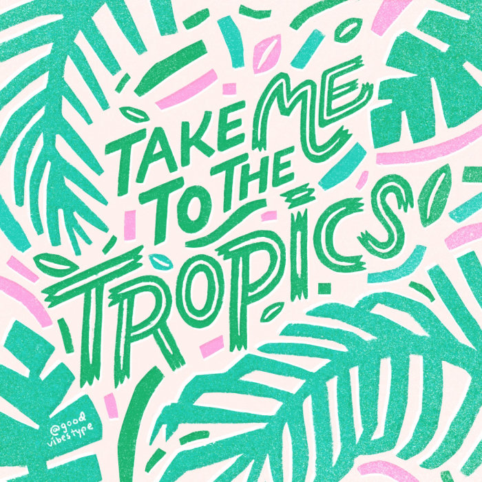 Word art of "take me to the tropics"
