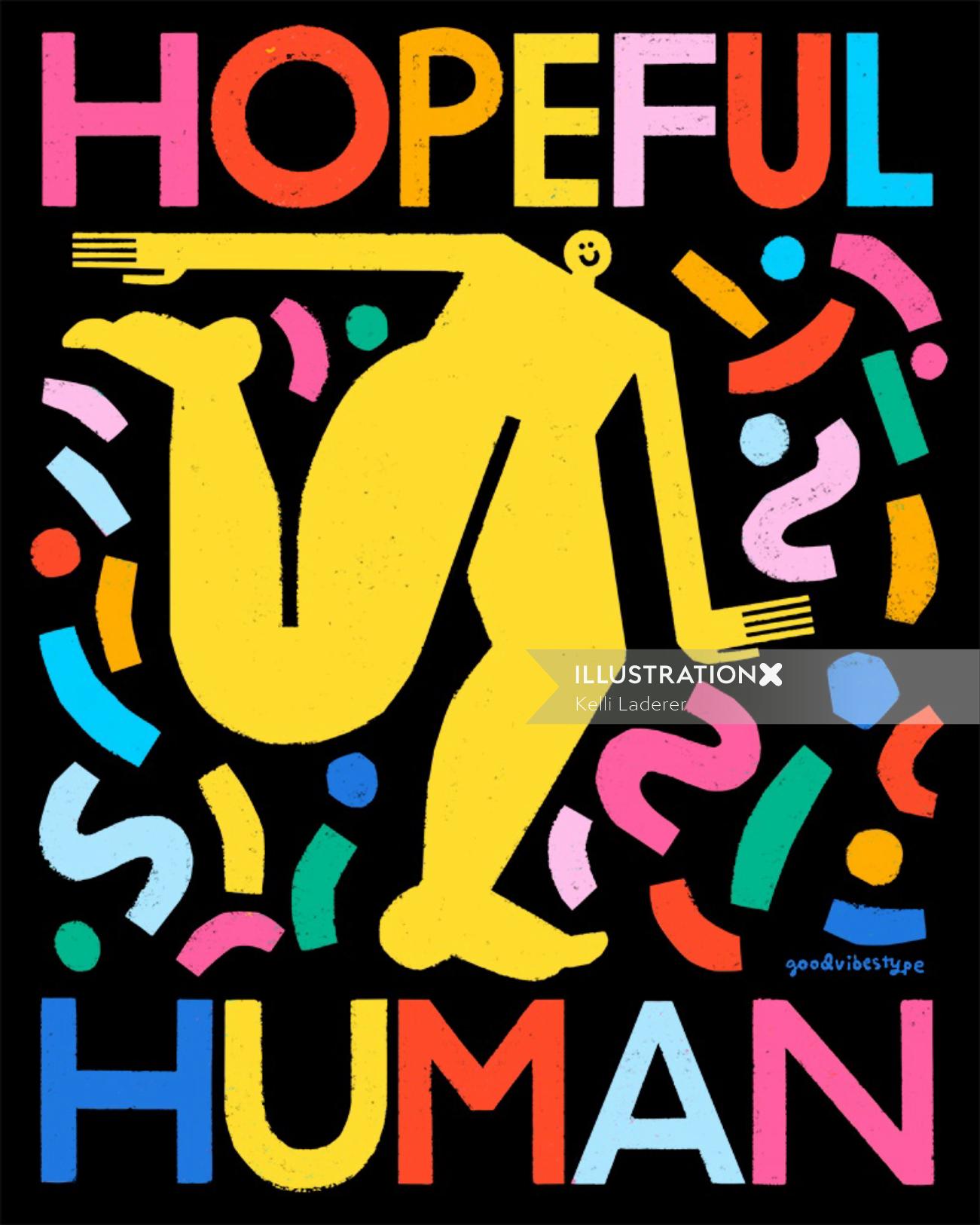 Lettering art of hopeful human