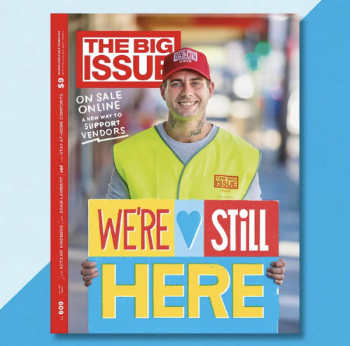 Were still here hand lettering for The Big Issue magazine cover