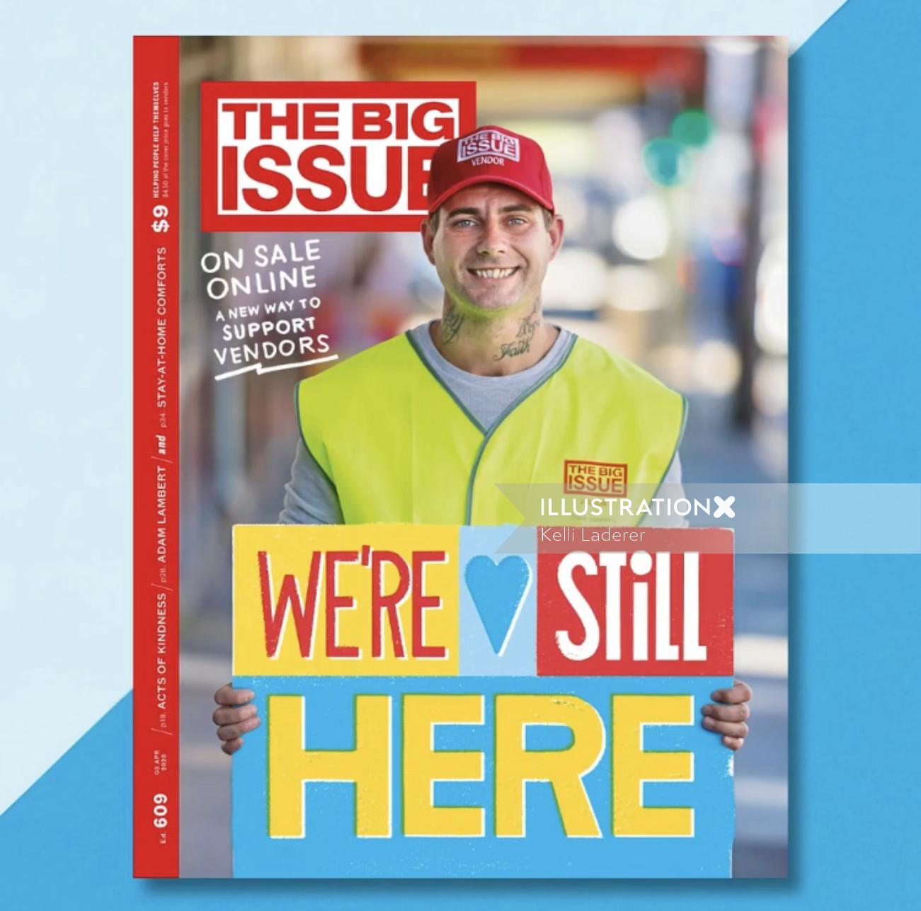 Were still here hand lettering for The Big Issue magazine cover