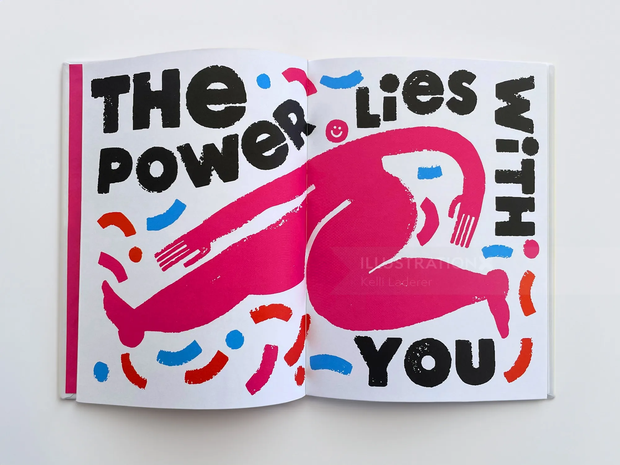 Colorful illustration with text The power lies with you and a person figure
