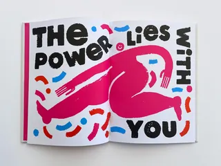 Colorful illustration with text The power lies with you and a person figure