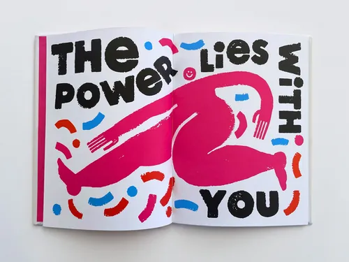 Colorful illustration with text The power lies with you and a person figure