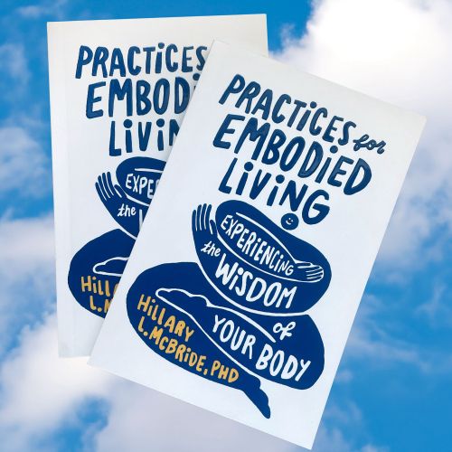 Book cover for Practices for Embodied Living by Hillary McBride against blue sky