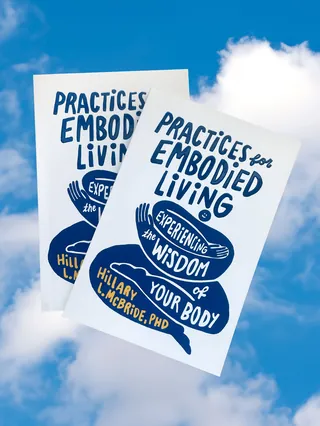 Book cover for Practices for Embodied Living by Hillary McBride against blue sky