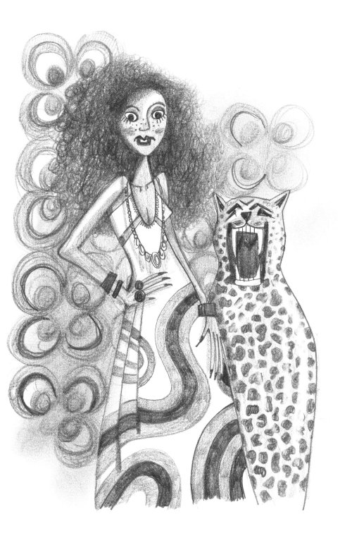 Femme noir et blanc avec léopard