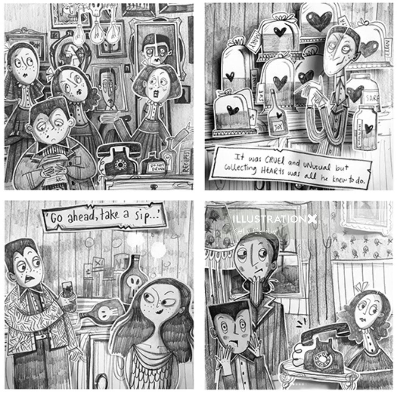 Children book comic illustration