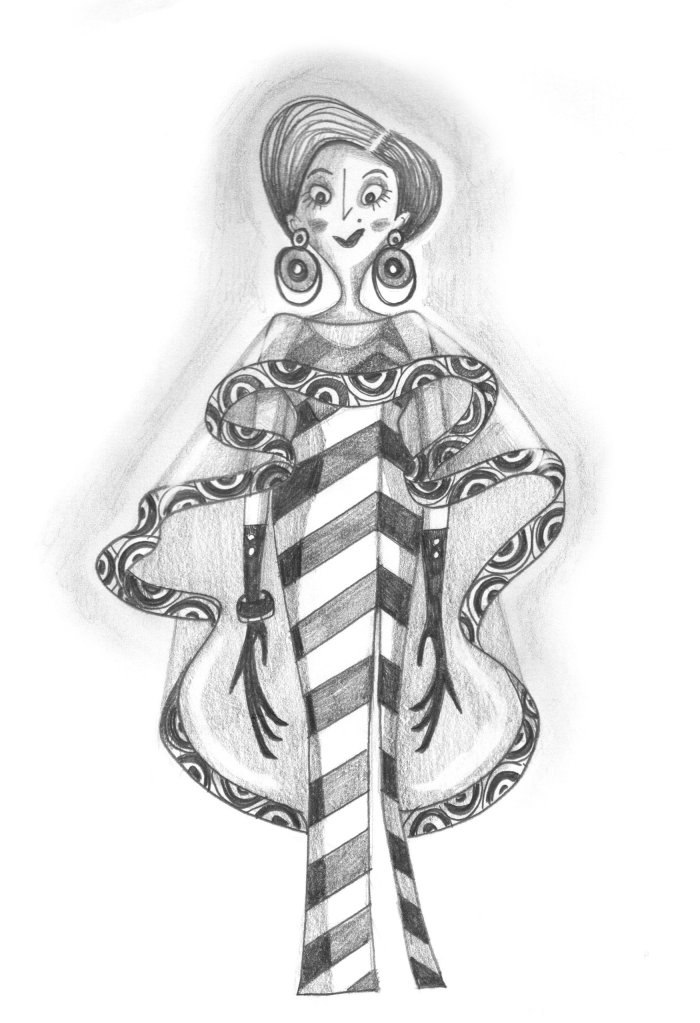 ケリーキャンディによる幽霊の女性の鉛筆のアートワーク