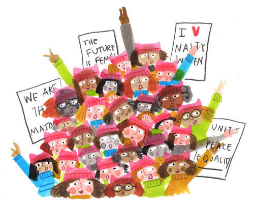 crayon de couleur illustré Marche des femmes en 2017