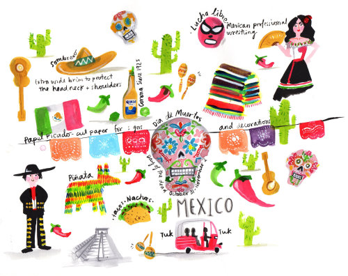 墨西哥城在纸艺术品上解释