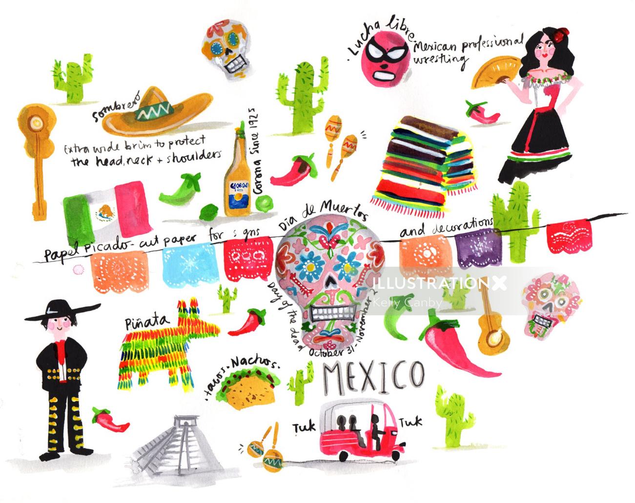 紙のアートワークで拡大されたメキシコシティ