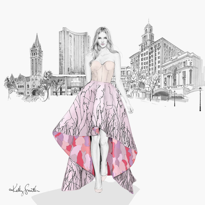 Ilustração de moda senhora para o hotel Grand Hyatt Melbourne