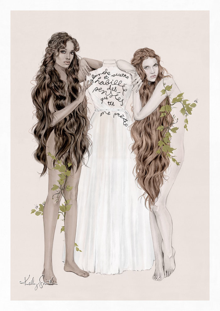 Illustration de mode des nymphes Dior