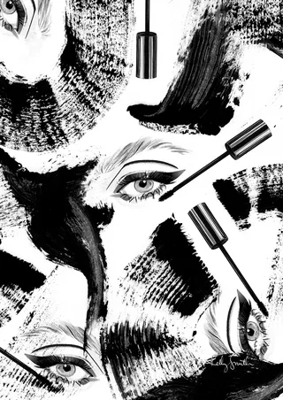 Fashion illustration of mascara swirls