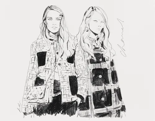 Fashion figures pencil made art