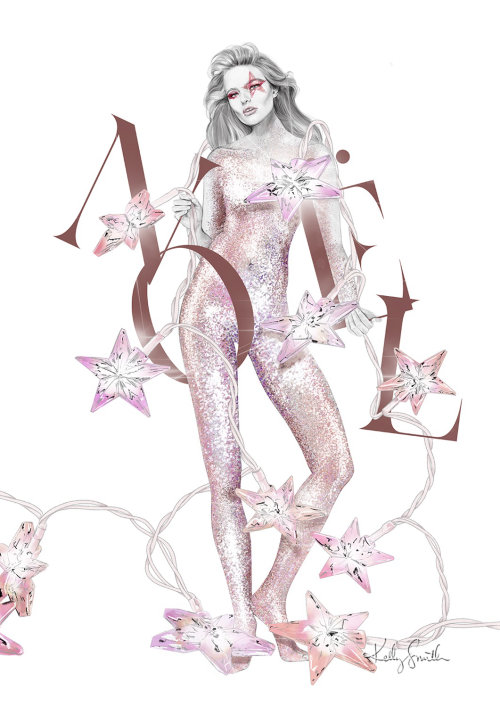 Ilustração de moda mulher luxuosa para cartão de Natal de 2021