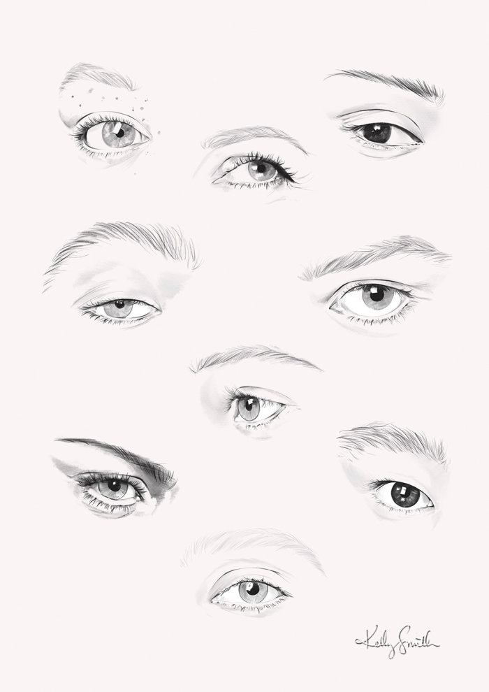 Lápis de desenho de olhos de mulheres