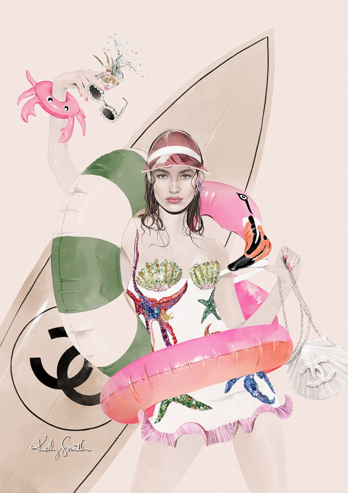 Fashion illustration of a fierce ocean queen