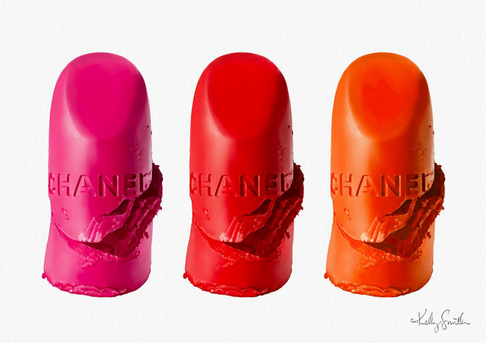 Illustration réaliste du rouge à lèvres mat lumineux de Chanel