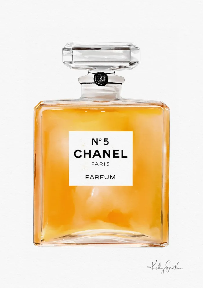 Illustration of Chanel No 5 perfume bottle by Kelly Smith