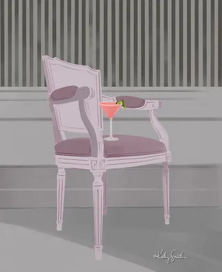 Cocktail chair design for 'Cocktails in Paris' novel