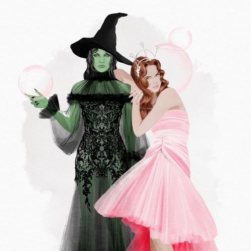 Fashion beauties painting of Elphaba & Glinda