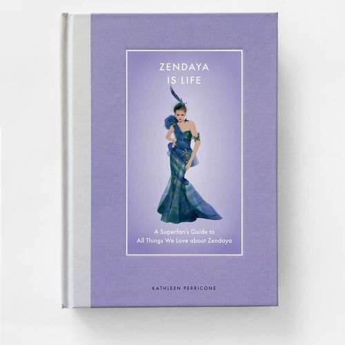 Book cover of Zendaya is Life with purple background and Zendaya illustration