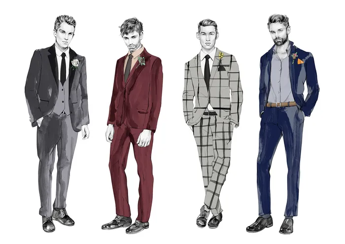 Groom style illustrations for White Magazine by Kelly Smith