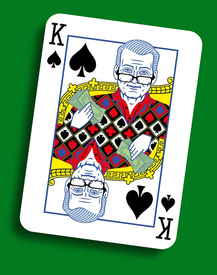 King of Spades playing card with man in red sweater by Klaus Meinhardt