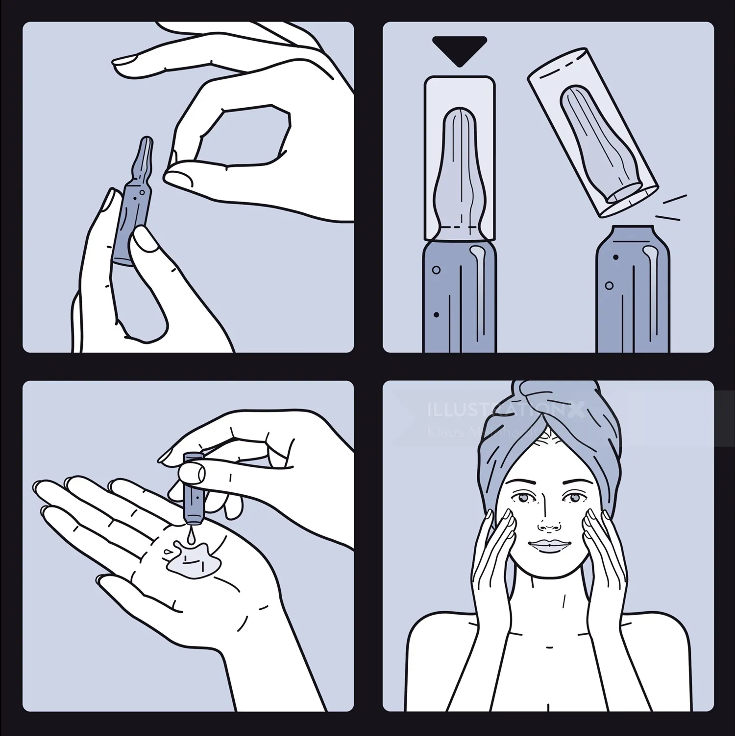 Step-by-step skin serum application by Klaus Meinhardt