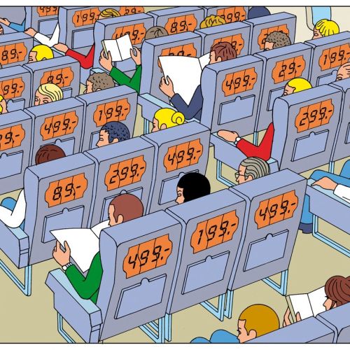 People in the aeroplane with different seat fares