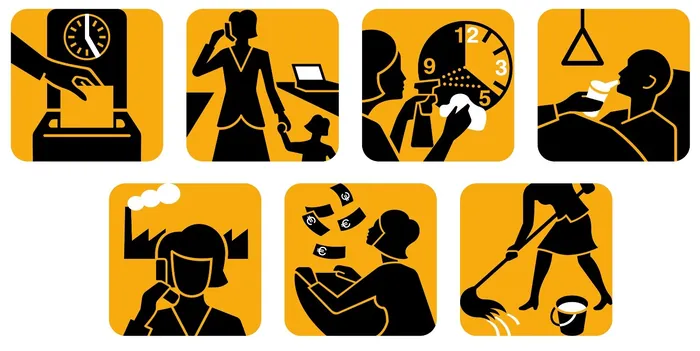 Icons showing workplace stress and exhaustion by Klaus Meinhardt