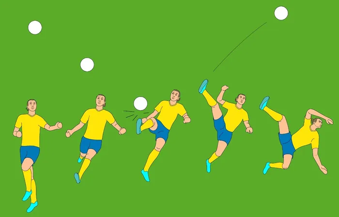 Soccer player sequence kicking a ball by Klaus Meinhardt