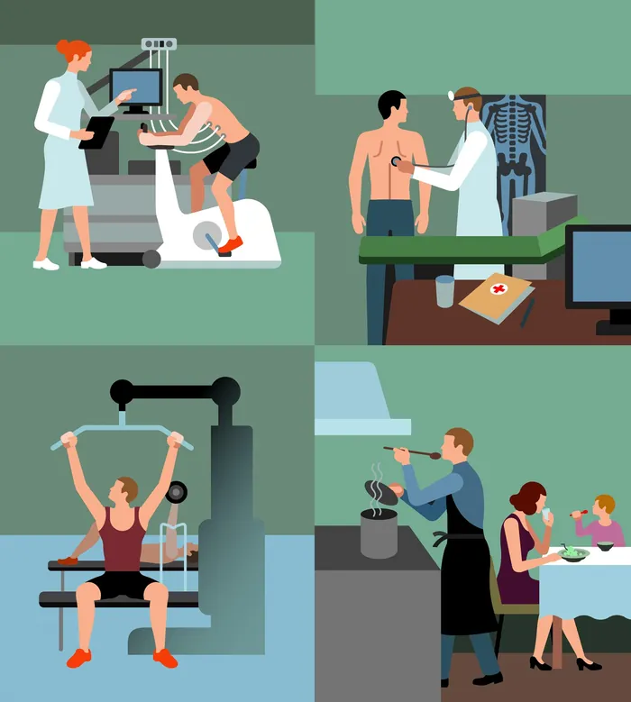 Medical and fitness testing scenes by Klaus Meinhardt