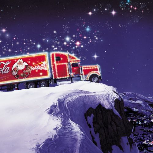 Coca cola Truck on mountain edge
