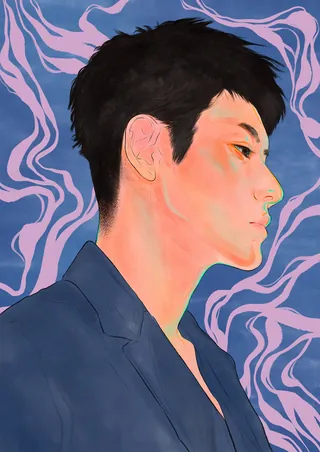 Profile portrait of a young man with black hair by Koalanov