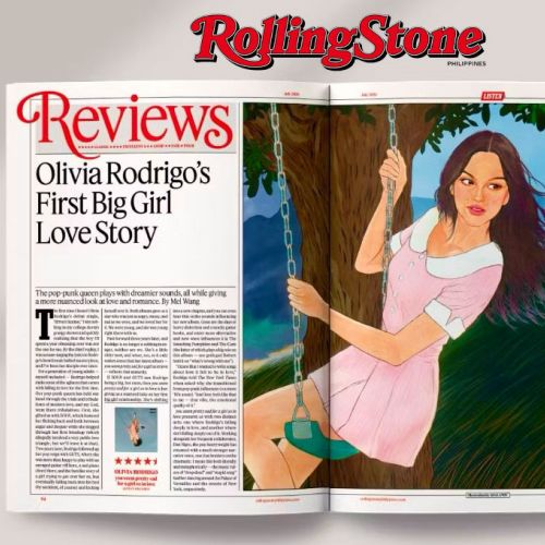 Koalanov illustration of Olivia Rodrigo on a Rolling Stone Reviews cover