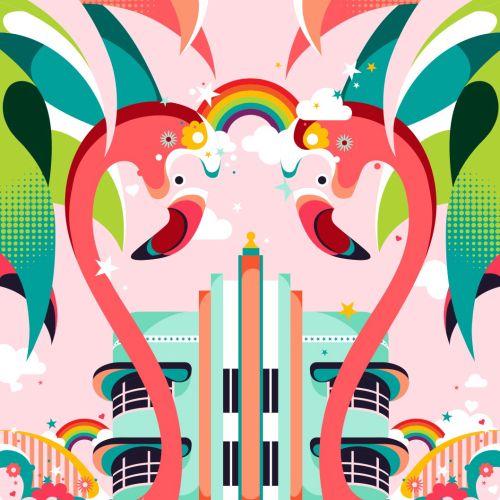 Miami Love vector poster for Air BnB travel company