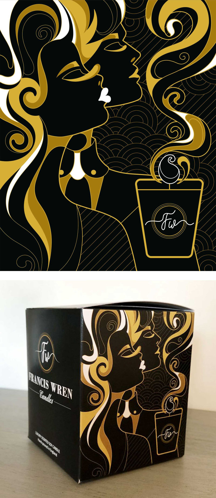 Packaging illustration of Francis Wren Candles