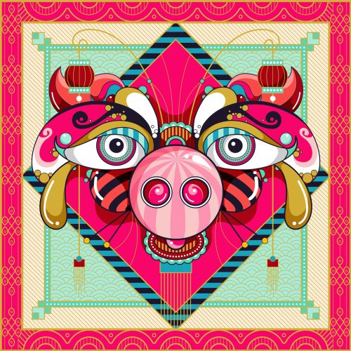 year of the pig portrait for Chinese New Year 2019 