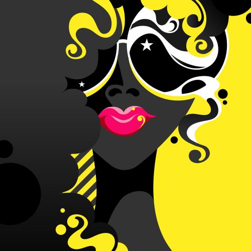 Animation of female portrait with sunglasses