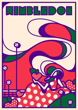 Nouveau lifestyle advertising poster for the Wimbledon Championships