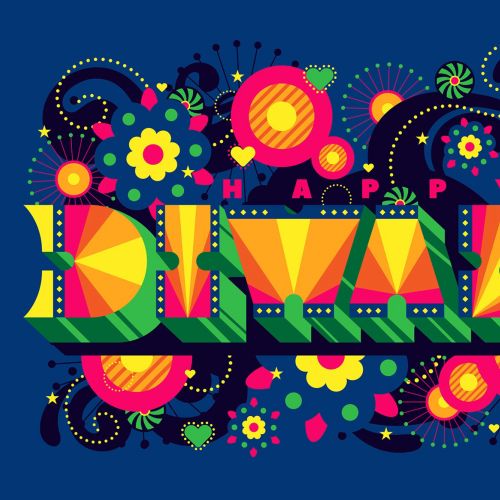 Vibrant typographic design for the Hindu festival of lights Diwali.