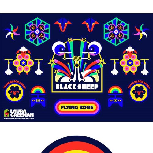 A colourful vibrant rainbow modern pop art style A5 sticker sheet for Black Sheep