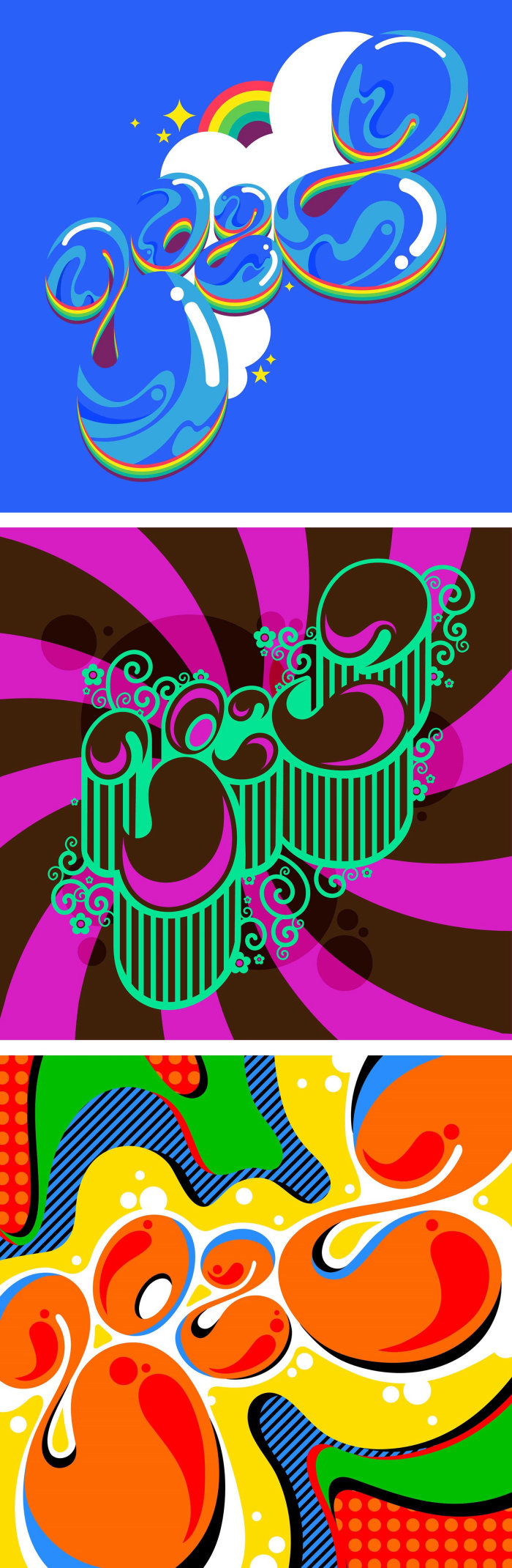 A vibrant vector pop typographic illustration for 2022