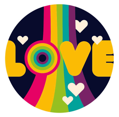 Colorful love stickers illustration
