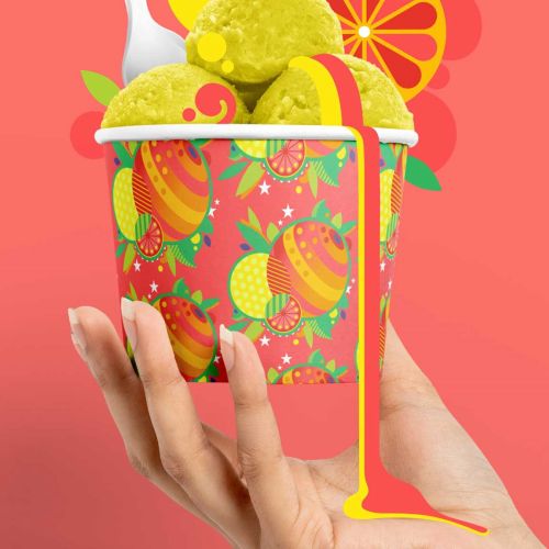 Vector fruit pattern for ice cream tub