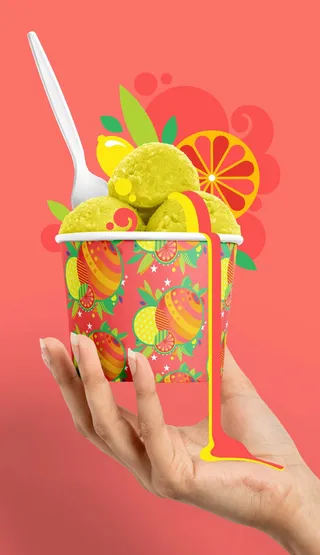 Vector fruit pattern for ice cream tub