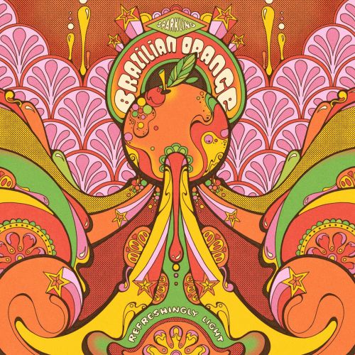 Colorful psychedelic artwork with Brazilian orange and decorative patterns by Laura Greenan